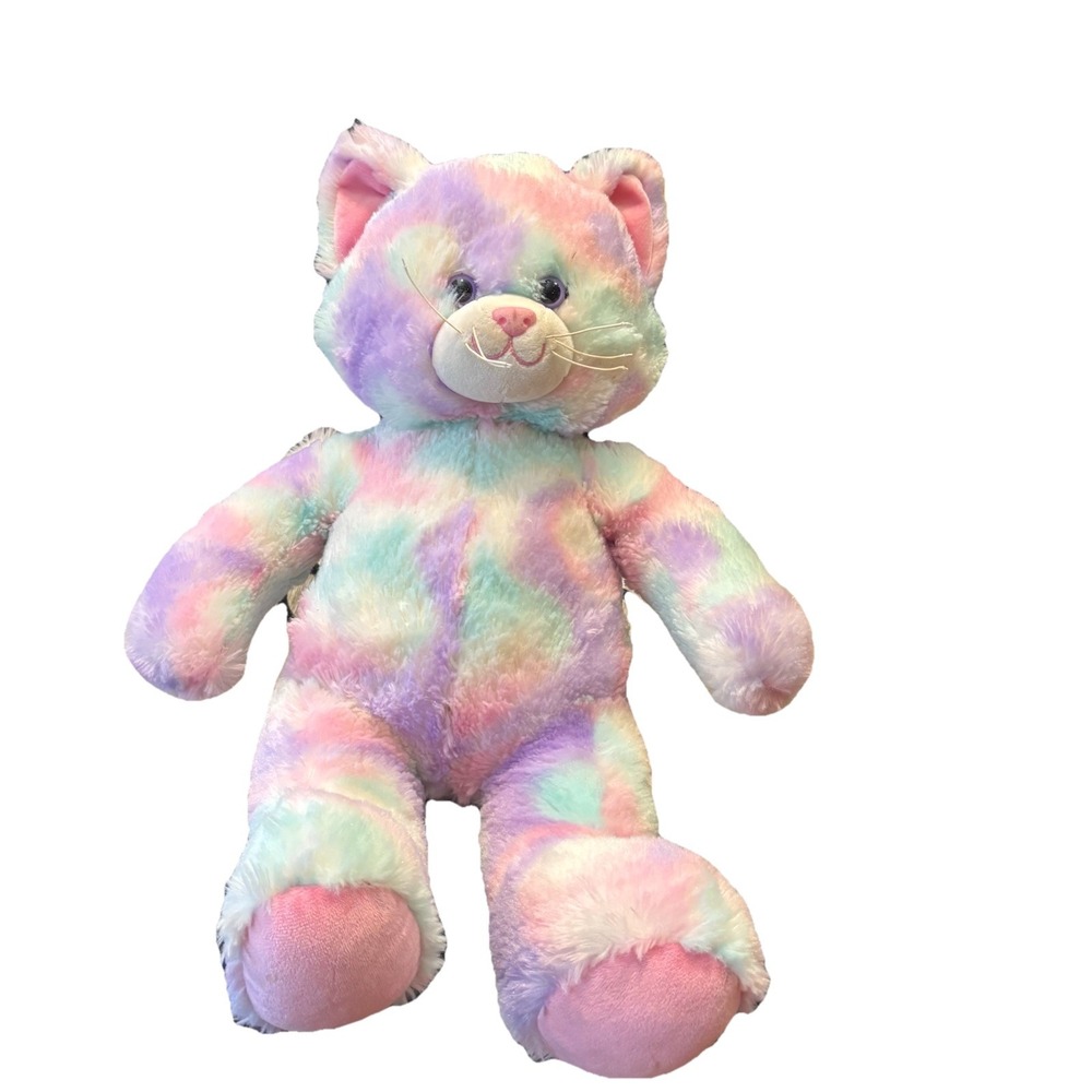 Build A Bear Pastel Swirl Kitty‎ Tie Dye 16" Plush Stuffed Animal Toy Cat